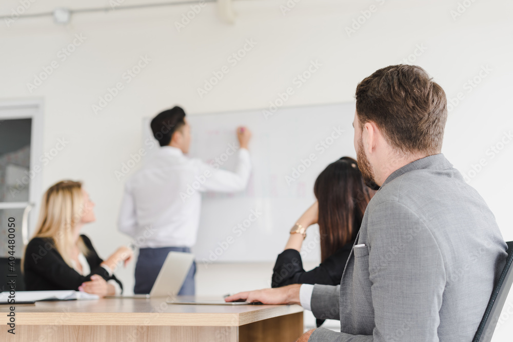 Business people brainstorming ideas for solving problems in company meeting rooms, the company staff meeting.