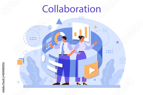 Collaboration concept. Office characters working in team.