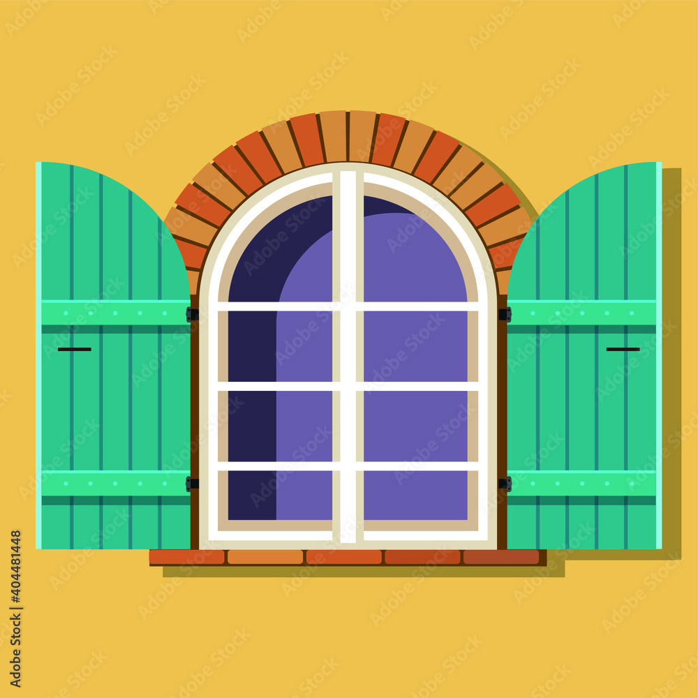 Ταπετσαρία provencal window with shutters flat style illustration