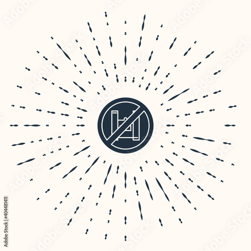 Grey Say no to plastic bags poster icon isolated on beige background. Disposable cellophane and polythene package prohibition sign. Abstract circle random dots. Vector Illustration.