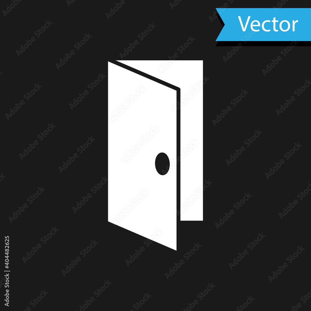 White Closed door icon isolated on black background. Vector. White Closed door icon isolated on black background. Vector.