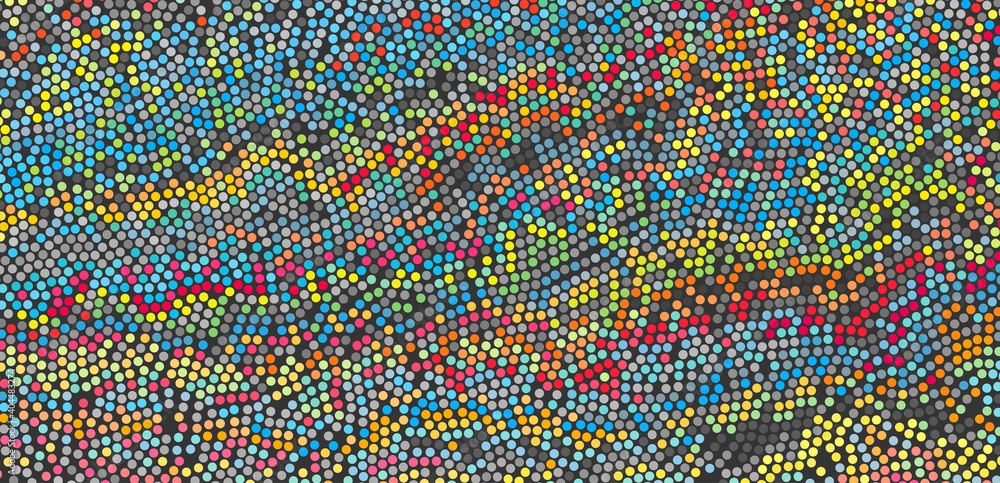 Colorful mosaic. Abstract background with color circles. Polka dots pattern. 3d vector illustration.
