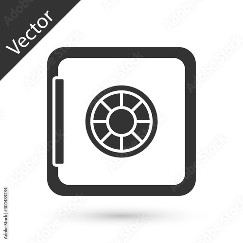 Grey Safe icon isolated on white background. The door safe a bank vault with a combination lock. Reliable Data Protection. Vector.