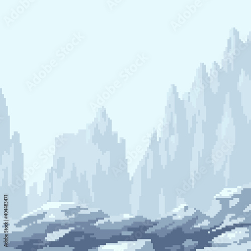 pixel art iceberg square background