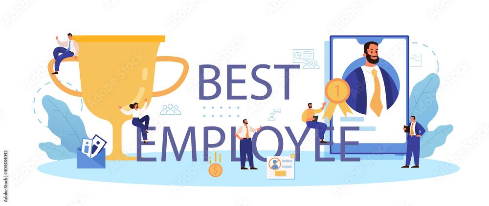 Best employee typographic header. Business recruitment and empolyee