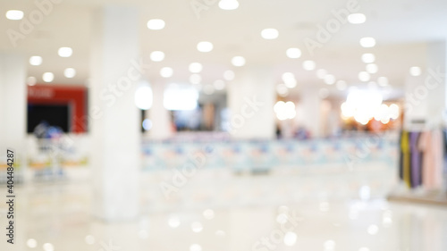 Blur mall and shop background, Store in shopping mall with bokeh light background