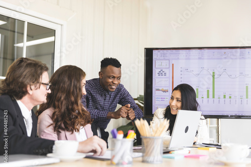 Diversity businesspeople group brainstorm meeting together in modern office, Business teamwork concept