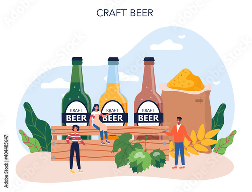 Beer concept. Craft beer production, brewing process. draught