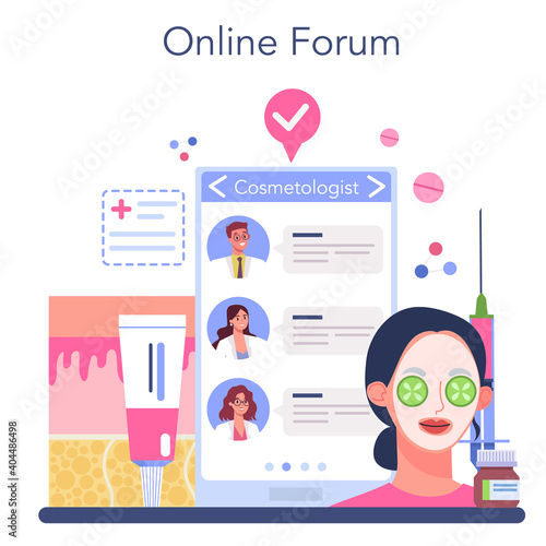 Cosmetologist online service or platform. Skin care and treatment procedure.