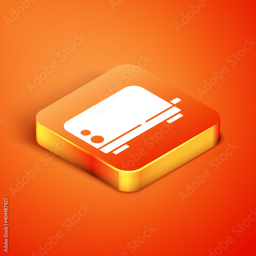 Isometric Toaster icon isolated on orange background. Vector.