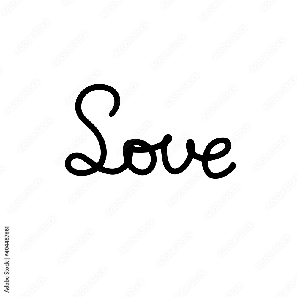 the inscription Love, written by hands. vector illustration in doodle style. design for valentine's day, wedding, greeting cards the inscription Love, written by hands. vector illustration in doodle style. design for valentine's day, wedding, greeting cards