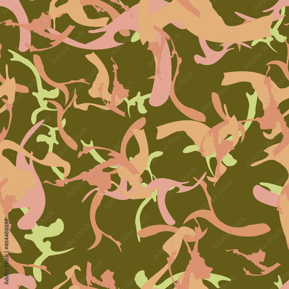 Naklejka premium UFO camouflage of various shades of pink, green and beige colors