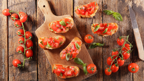 canape with tomato and basil- bruschettas
