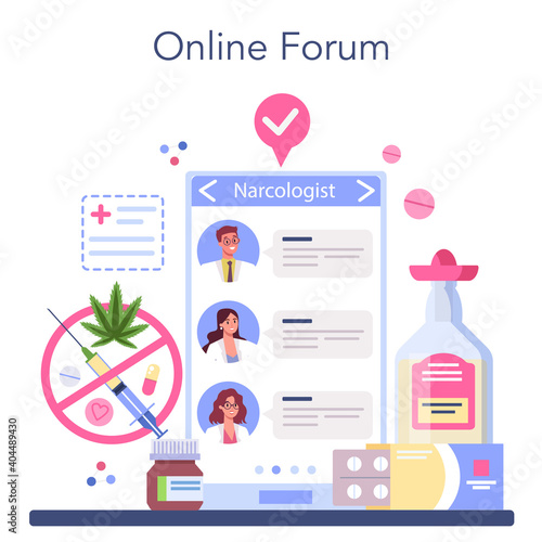 Narcologist online service or platform. Idea of medical treatment