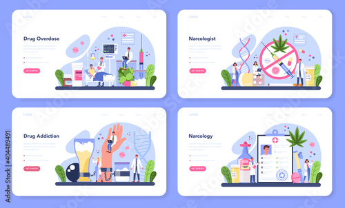 Narcologist web banner or landing page set. Professional medical specialist.