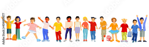 Kinder vergnügt beisammen, Vector Illustration	