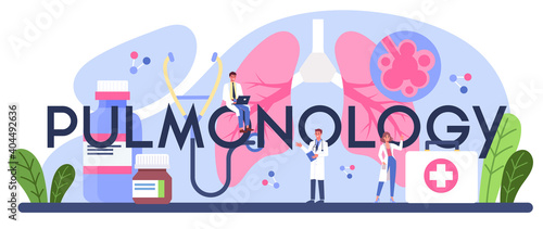 Pulmonology typographic header. Idea of health and medical treatment.