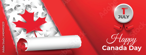 Canada Day Background Banner with Paper Rips