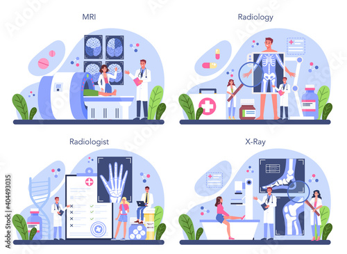 Radiology concept set. Idea of health care and disease diagnosis.