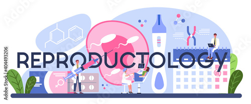 Reproductology typographic header. Human fertility, biological material
