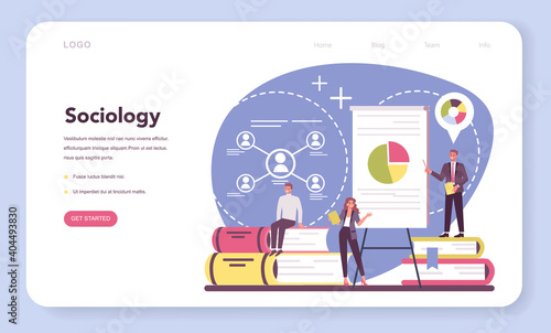 Sociologist web banner or landing page. Scientist study of society