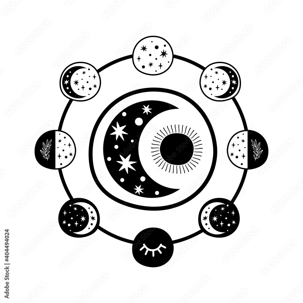 Moon Phase Logo Boho Moon Symbol Black Moon Cycle Full Moon Half moon-phase-logo-boho-moon-symbol-black-moon-cycle-full-moon-half