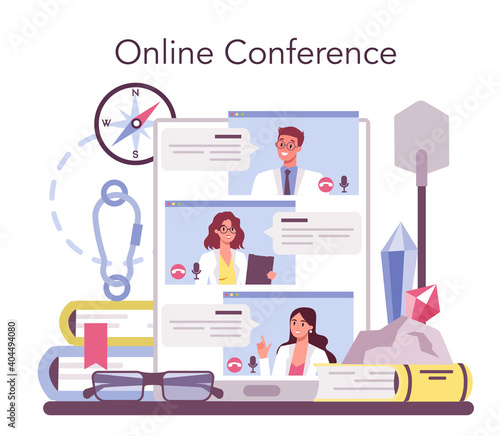 Speleologist online service or platform. Scientst exploring deep