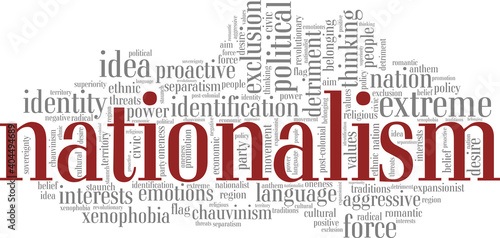 Nationalism vector illustration word cloud isolated on a white background.