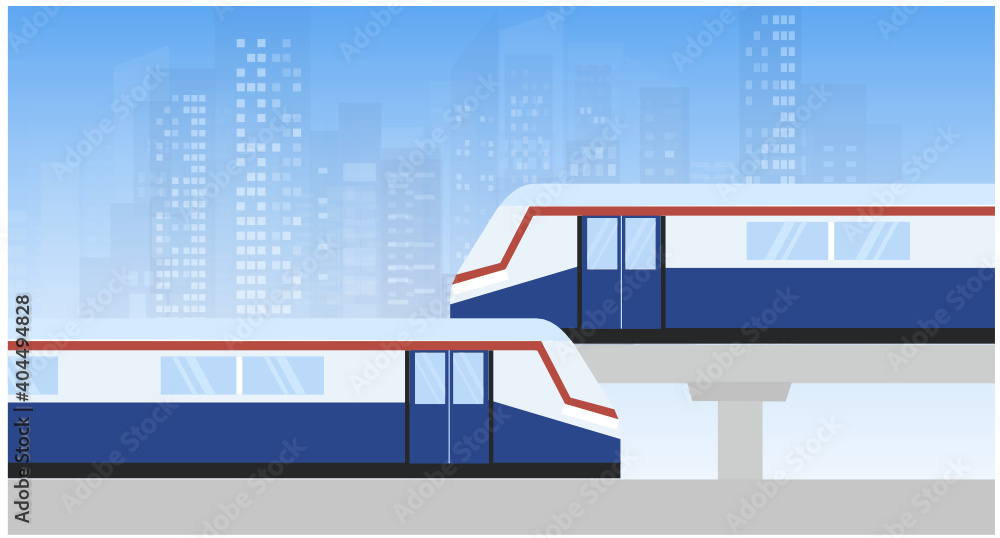 Modern sky train in mass transportation vector illustration