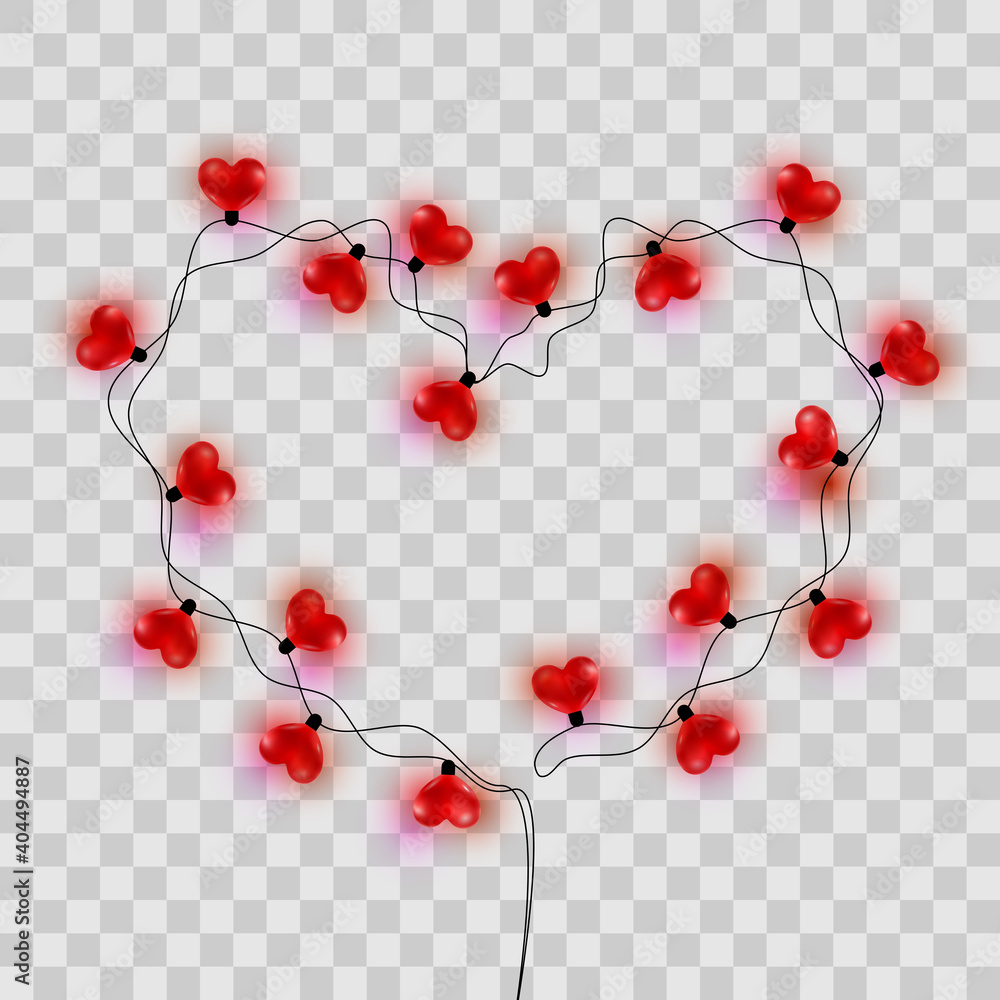 Heart lights effect. Illuminated gardens isolated on transparent ...