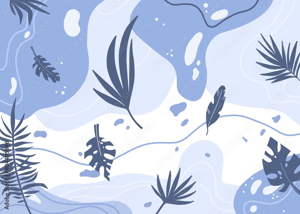 tropical leaves on the blue background tropical leaves on the blue background