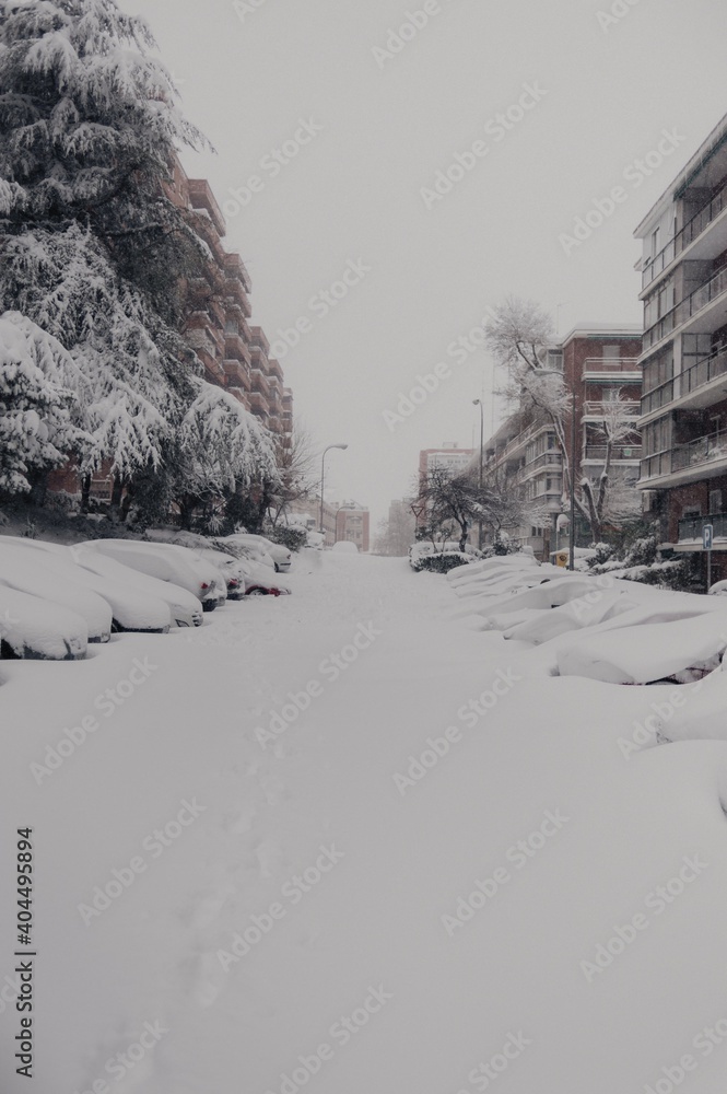 Fototapeta premium City covered by snow