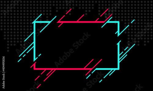 Abstract glitch TikTok background. Vector illustration. Abstract background. Light. Futuristic blue red frame vector black background contrast color border digital dynamic elegant. TikTok, tik tok