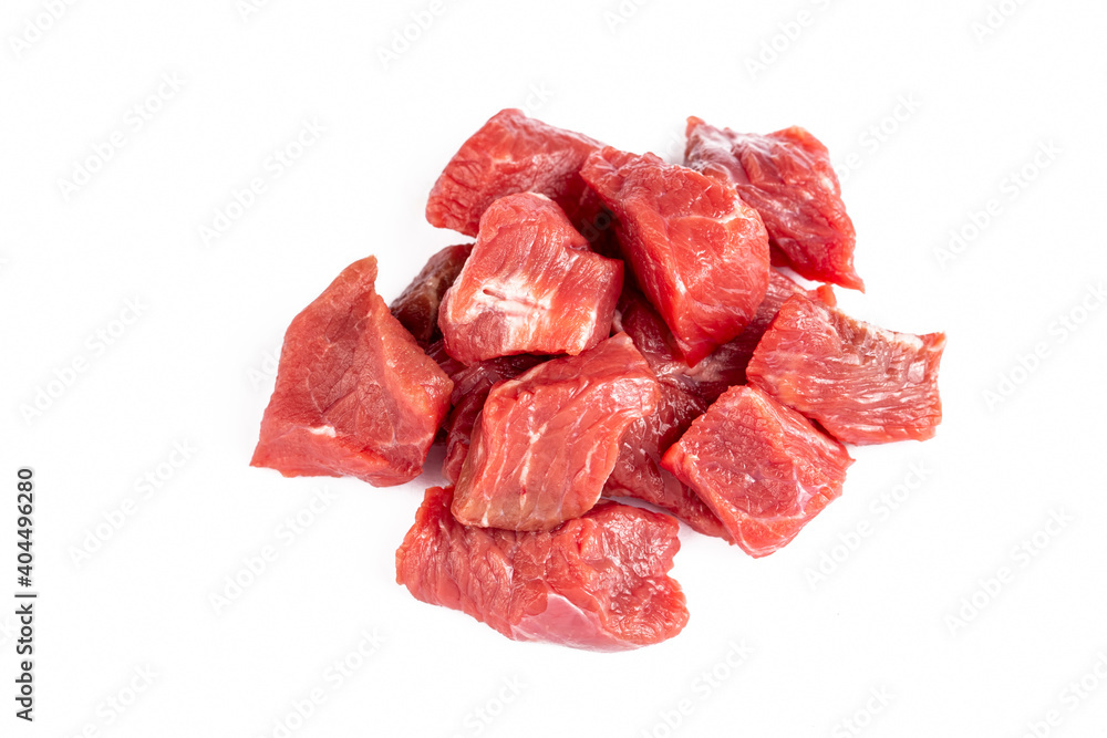 Heap of raw chopped beef isolated on white background Heap of raw chopped beef isolated on white background