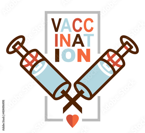 Vaccination theme vector illustration of a syringe isolated over white, epidemic or pandemic coronavirus covid 19 or flu or SARS or any other vaccine, pharmacology concept.