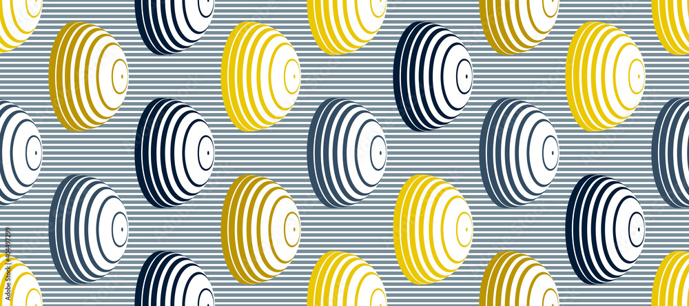 Hemispheres lined optical illusion seamless pattern, vector repeat tiling op art background, psychedelic 3D spheres and lines, wallpaper or print textile template. Hemispheres lined optical illusion seamless pattern, vector repeat tiling op art background, psychedelic 3D spheres and lines, wallpaper or print textile template.