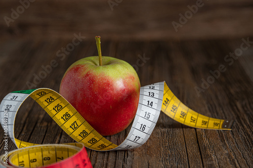 apple with measuring tape