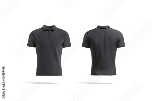 Blank black polo shirt mock up, front and back view