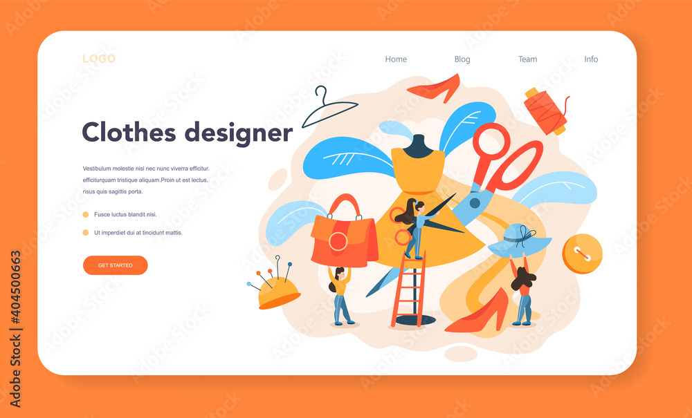 Fashion or clothes designer web banner or landing page. Fashion or clothes designer web banner or landing page.