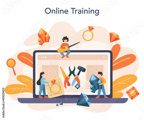 Jeweler and jewelry online service or platform. Idea of creative