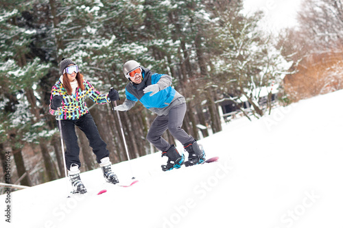 A couple exploring winter sports