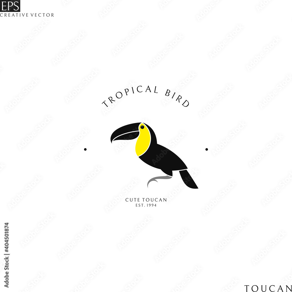 Fototapeta premium Tropical bird. Logo template. Isolated toucan on white background