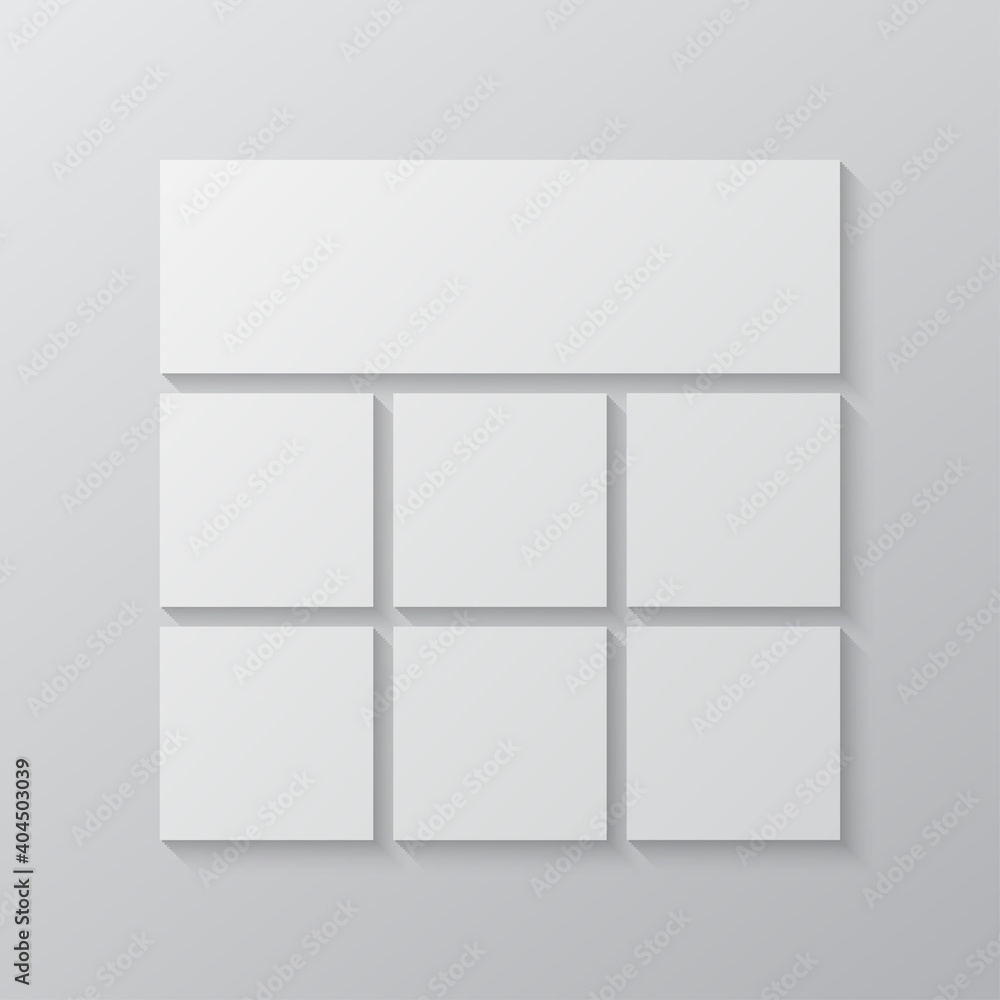 Vector empty collage board seven images, photo Vector empty collage board seven images, photo