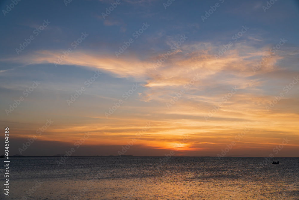 sunset sky over sea in the evening on twilight 
