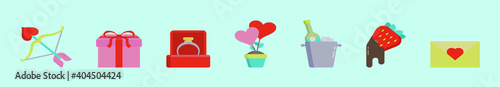 set of valentine cartoon icon design template with various models. vector illustration isolated on blue background