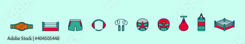set of wrestling cartoon icon design template with various models. vector illustration isolated on blue background