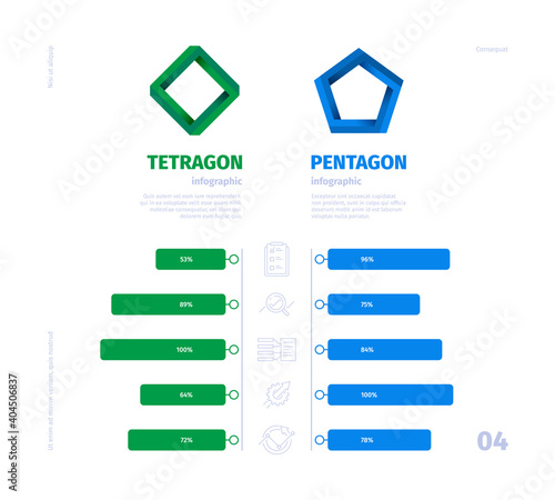 VS infographics. Comparison graph selected product choice statistics garish vector business illustrations. Visualization presentation vs comparison graph