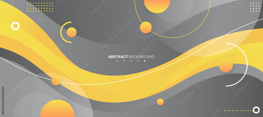 Abstract Wavy Background. Gray and Yellow Trendy Colors 2021. Vector EPS 10 - obrazy, fototapety, plakaty 