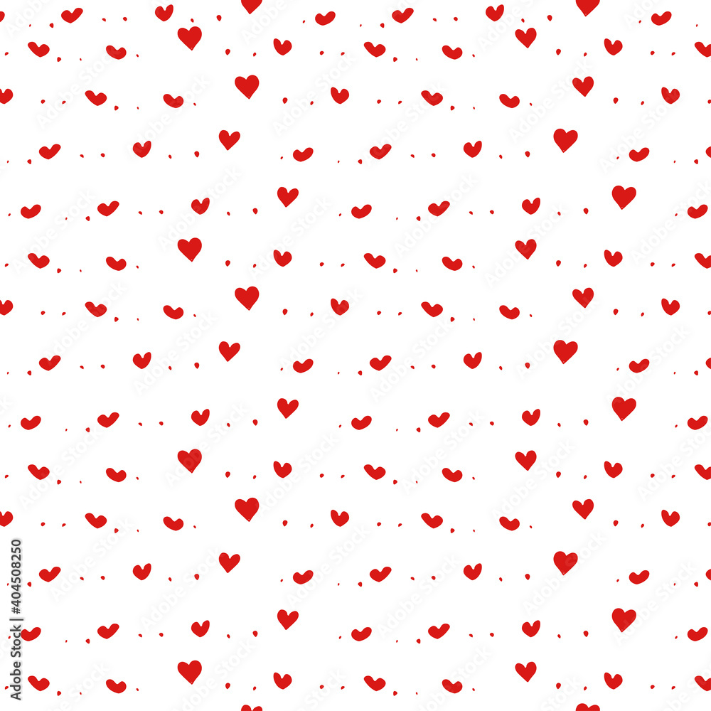 Vector Valentines day seamless pattern with red small hearts isolated on white background. Vector Valentines day seamless pattern with red small hearts isolated on white background.