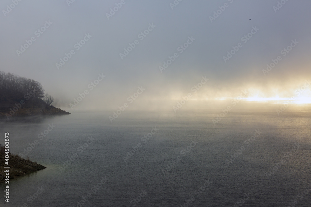 Salto Lake in Rieti. A day of fog and a landscape
 Great